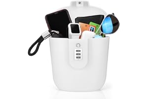 Ohok Scatola di serratura portatile antifurto, borsa di sicurezza portatile, cassaforte da viaggio e cassaforte da spiaggia con numeri serratura per la spiaggia, campeggio, sport, shopping (bianco)