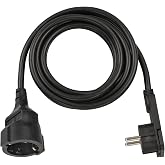 Brennenstuhl Extension Cable 3 m with Flat Plug (Electric Extension, Flat Plug, for Indoors) Black