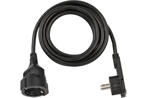 Brennenstuhl Cable alargador de 3 m con Enchufe Plano (alargador eléctrico, Enchufe Plano, para Interiores) Negro