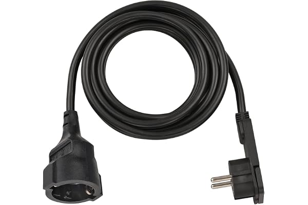 Brennenstuhl förlängningskabel med vinklad platt kontakt 3 m, H05VV-F F3G1, svart, 1168980030