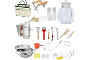 HEYOUTH Kit D'outils D'apiculture Professionnels,Accessoire D'apiculture, Outils D'apiculture Pour Apiculteur,32PCS groupe fumoirs de Ruche d'abeilles, 54 granulés de Fumeur, Crochet en J, pour apiculteur déb