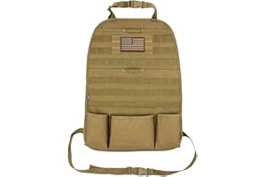 WYNEX Car Seat Back Organizer, Tactical Molle Vehicle Panel Universal Fit Car Backseat Cover Protector with 3 Storage Pouch (Patch not Included)