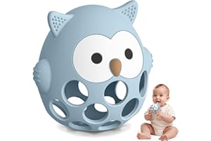 AITUITUI Owls Shape Teething Toys for Baby, Food Grade Silicone Sensory Chew Teether for Autistic Children, Teething Relief Toys for Newborn Babies 0 3 6 12 18 Months Boys Girls Easter Baby Shower Gifts, Blue