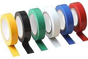 YTORGR 6 Colores Cinta Adhesiva Aislante, Cinta Eléctrica, Rollos de Cinta Aislante de PVC de 16 mm, Cinta Aislante de Colores Longitud total 10 m para Proyectos de Cableado y Reparaciones