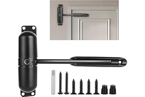 LURNODY Cierrapuertas Automatico Exterior Negro Cierrapuertas Automático el Material de Aleación de Zinc es Adecuado Para Puertas Metálicas, Puertas de Madera