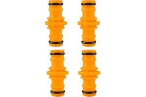 Cxryrzhe 4 Pcs Yellow Double Male Plastic Hose Connectors, Leak-Proof & Durable, Coupling, BSP Thread, HOSE_PIPE_FITTING