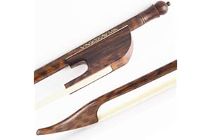 VINGOBOW Arco in legno di serpente, stile barocco, 4/4, colore caldo, dritto e ben bilanciato, bel strumento a stringa, capelli naturali di cavallo