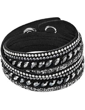 Swarovski Damen-Armreif Edelstahl Leder Kristall silber Marquiseschliff-5225974