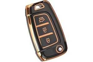 ontto Etui na kluczyki samochodowe pasuje do Hyundai I30 Accent Tucson Ix35 Solaris Elantra Kona Santa Fe Celesta Sonata TPU silikonowe etui na klucze, etui ochronne, brelok do kluczy, złoty, czarny