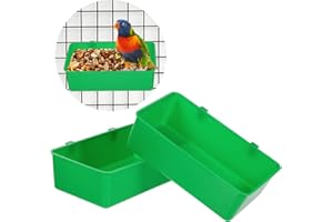 FDCLIXUVOL 2 Stück Vogelfutterschale, D-förmige Futterschale, Vogelfutterschale Vogel Futter Kunststoff Wassernapf Vogelkäfig Zubehör Hängende für Kleine Vögel Papageien, Wellensittiche, Nymphensittiche (Grün)