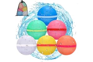 Mamowla Reusable Water Balloons 6Pcs,Quick Self-Sealing Silicone Water Balls with Mesh Bag,Water Bombs for Adults Kids,Magnetic Water Balls&Summer Pool Toys for Family Garden Games