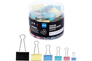 tenwin Binder Clips, 100Pcs Colored Metal Bulldog Clips Foldback Clips for Office School Home Kitchen Shops，6 Sizes Paper Clips for Paperwork （ 51/41/32/25/19/15 mm）