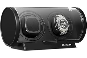 Klarstein Lugano - Remontoir Automatique pour 2 Montres, 4 Modes de Rotation, Boîtier en Plastique résistant, Grande fenêtre de visualisation Transparente, Noir