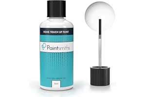 Paintsmiths Home Touch Up Paint - Repair Walls, Ceilings and Wood - Matt Finish - Bottle & Brush for Easy Application - High Opacity Emulsion for Scuffs, Scratches and Stains (White)