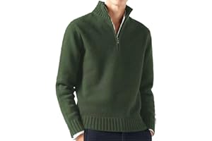 GENERISCH Herren Casual Basic Pullover Solide Farbe Stricpullover Warm Wool Knit Half Zip Long Sleeve Sweater