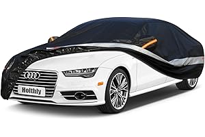 Holthly Funda Coche Exterior de 10 Capas, Cubierta Coche Impermeable, Cubre Coche Protector de Sol y Polvo, Capa para Carro Apto para Audi A8, BMW Serie 7, Porsche Panamera,etc. C9 Negro