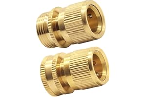 Tesmotor Garden Hose 3/4 inch Female & Male Quick Connector, Water Hose End Brass Connector Fitting（1 Pair）