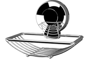 Showerdrape Soap Dish Caddy Floating Shelves For Bathroom Wall Suction Shower Organiser Soap Holder For Kitchen Sink Drill Free Rack, Shower Soap Holder Suction Chrome Corner Caddy Shelf