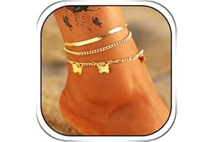 Handcess Cavigliere a farfalla Boho Bracciali alla caviglia in oro a strati Catene da spiaggia a forma di serpente per donne e ragazze