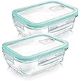 Treo Glass By Milton Hi Borosilicate Clip Fresh Rectangular Container, Set Of 2, 1000 Ml Each, Transparent Air Tight Microwave Safe Oven Safe Refrigerator Safe Bpa Free Stackable Dishwasher Safe