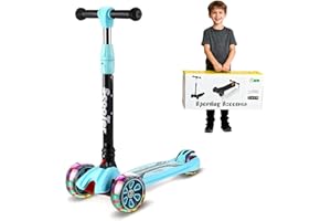Lyefancy Kids Scooter for 3-13 Years Old Boys Girls, Children 3 Wheel Scooter, Foldable Toddler Scooter, Flashing PU Wheels, 4 Adjustable Height, Lean to Steer, Extra-Wide Deck
