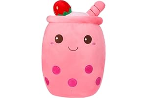 HXPLN Bubble Tea Plush Pillow, 50cm Giant Boba Plush Cute Plushies, Kawaii Boba Tea Plush Stuffed Toys for Girls Boys, Soft Toys Creative Gift for Kids Adults (Pink)