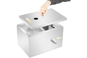 BINILIUBI Bac à Graisse sous Evier 18-20 L Bac Separateur Graisse en Acier Inoxydable Séparateur de Graisse pour Restaurant Cuisine Intercepteur à Graisse Commercial 35 x 25 x 23 cm