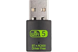 10GTEK USB WiFi Bluetooth Adapter, 600Mbps Dual Band 2.4/5GHz Wireless Network Card, USB WiFi Dongle for PC/Laptop/Desktop, Support Windows XP/7/8.1/10