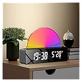 Sunrise Alarm Clock, Wake Up Light with Sunrise Simulation, USB Rechargeable Bedside Smart Lamps, Dimmable Multicolor Atmosphere Night Light Snooze Clock with Temperature Display