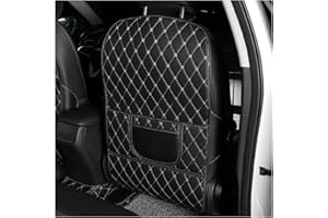 JNNJ Alfombrilla Protectora para El Asiento Trasero Coche, Cuero Protector del Respaldo del Asiento del Coche, Protectores De Respaldo para Niños con Bolsillo, Protege Los Asientos Coche De Daños