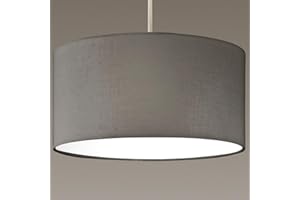 CGC Lighting Modern Fabric Lamp Shade Solid Opal White Bottom Diffuser Drum Pendant Table Lamp Bedroom Dining Room Lounge (Grey)