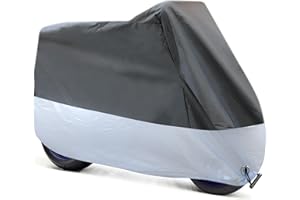 LWMLWM Telo Coprimoto Teli per Moto Impermeabile Resistente ad Acqua/Polvere/Pioggia/Vento/Foglie 245x105x125cm (Nero e Argento)