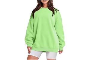 SHE.WHITE Damen Pullover Oversize,Damen Einfarbig Rundhals Pulli Athletic Fitness Outdoor Lang Sweatshirt Casual Winter Ohne Kapuze Langarmshirt Locker Sport Fitness Streetwear Tops