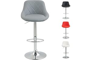 SG Traders Bar Stool, Adjustable Swivel Gas Lift, Footrest, and Base Designed for Comfort and Sophistication, Stylish Comfortable Seating for Your Kitchen or Dining Room (1 PC, Gray)