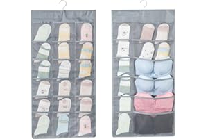 Bingo Trade Hanging Storage - 30 Pockets Hanging Closet wardrobe Storage Bra Underwear Socks Ties Organiser with Large and Deep Pockets,Double-Sided Space-Saving Clothes Organiser (Gray - 30 Pockets)