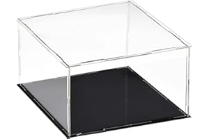 TOP-VIGOR Espositore in acrilico trasparente, 20 x 20 x 10 cm, da assemblare, antipolvere, scatola da banco, vetrina, cubo da collezione, per statuette, giocattoli, casa