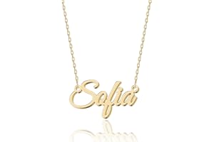 UMAGICBOX Collar Personalizado con Nombre | Elige entre 14 Estilos de Fuente | Colgante Personalizable de Acero Inoxidable Bañado en Oro de 18K y Plata de Ley | Regalo para Ella