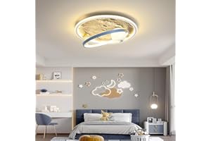 RuiRfh Deckenlampe LED Kinderzimmerlampe dimmbar Schlafzimmer blaue Deckenleuchte kreativ und schick mit Fernbedienung moderner Augenschutz Beleuchtung Cartoon-Stil Glaslampenschirm Wohnzimmer Bibliot