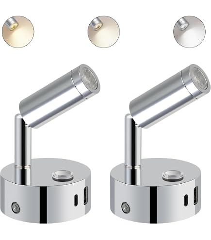 Lampe De Lecture Tactile RV 12-24V - Gradation Infinie, 3 Températures Couleur, Ports USB-A + Type-C, Idéale Camping-Car, Van, Bateau, Yacht