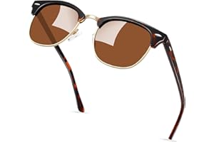 KANASTAL Alta Protección Gafas de Sol Polarizadas Hombre y Mujer Vintage Clasicas Medio Marco UV400 para Conducir Viajar Correr