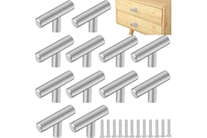ZACUDA 12 Pezzi Manopole per Cassetti Pomelli per Cassetti Maniglia per Porta Monoforo in Acciaio Inossidabile Manopole Asta Armadio Forma a T per Mobili Cucina Cassetti e Armadi, Argento