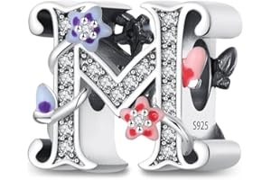 XWN 925 Sterling Silver Letter A-Z Charm Beads, compatible with Pandora bracelets, dangle pendant charms, suitable for necklaces and bracelets, ideal jewelry gifts for women.ZM1