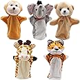 CreepyParty PUPPET, Soft Cotton Animal Hand Puppets Set for Kids, 5 Colorful ZOO Animals, Ages 3+