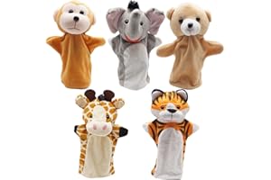 CREEPYPARTY Tier Handpuppen Spielzeug Set, Realistischer Weich Wild Tierkopf für Kinder Mädchen Jungen, Packung mit 5