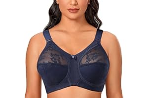 Ayigedu Ladies Plus Size Bra Minimiser Lace Full Coverage Firm Hold Non Padded Non Wired