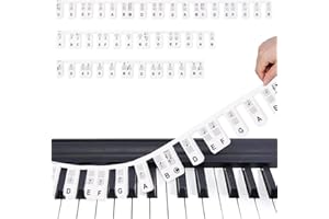 LSUWDE Removable Piano Keyboard Note Labels，Full Size Silicone,88 Keys Full Size Piano Notes Stickers for Keys Reusable,Reusable No Need Stickers Notes Label for Beginners and Kids,Comes with Pack(Black)