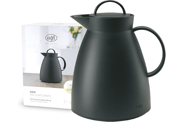 alfi DAN 1,00 l, velvet black matta, plast isoleringskanna med hygienisk härdat glasinsats, vridlås, designstycke, perfekt so