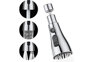 VULEVIRTUE Aufsatz für Wasserhahn Küche,Küchenarmatur Sprühkopf für Bad,Brausekopf Küchenarmatur mit 3 Wasserauslassmodi,360 Grad Drehen Wassersparender,Poliert Wasserhahn Extender für G1/2 Anschluss