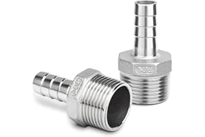 QZKJQDD 2 Stück Schlauchtülle Edelstahl, Reduktion Schlauch Widerhaken Adapter, 8 MM Barb auf 1/2" BSP männlich Schlauch Barb, Schlauchverbinder, Kompression Fittings für Wasser, Industrie