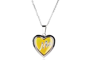 M to P Girls Personalised Name Heart Shaped Mood Locket Pendant Kids Necklace